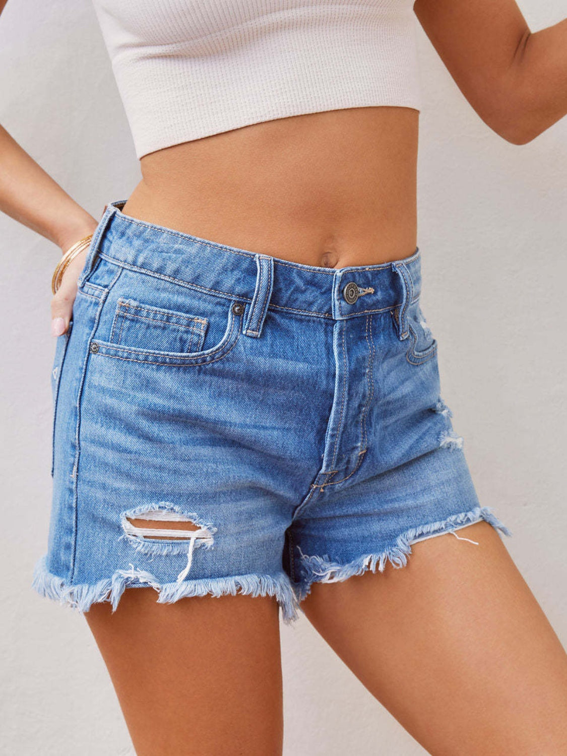 Distressed Raw Hem Denim Shorts shorts Krazy Heart Designs Boutique