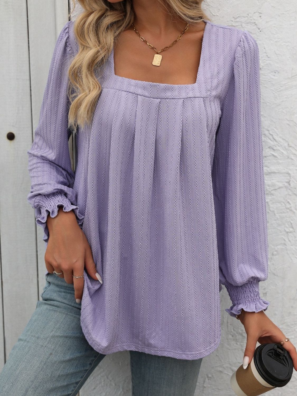 Mandy Square Neck Lantern Sleeve Top (7 Colors) Shirts & Tops Krazy Heart Designs Boutique