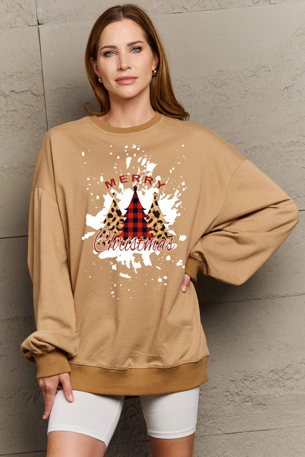 Simply Love Full Size MERRY CHRISTMAS Graphic Sweatshirt (3 Colors) Shirts & Tops Krazy Heart Designs Boutique