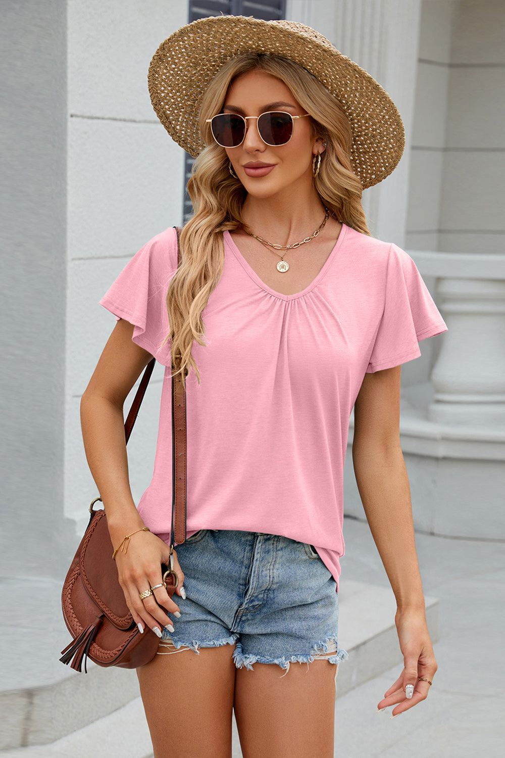 V-Neck Short Sleeve Top (8 Colors) Shirts & Tops Krazy Heart Designs Boutique