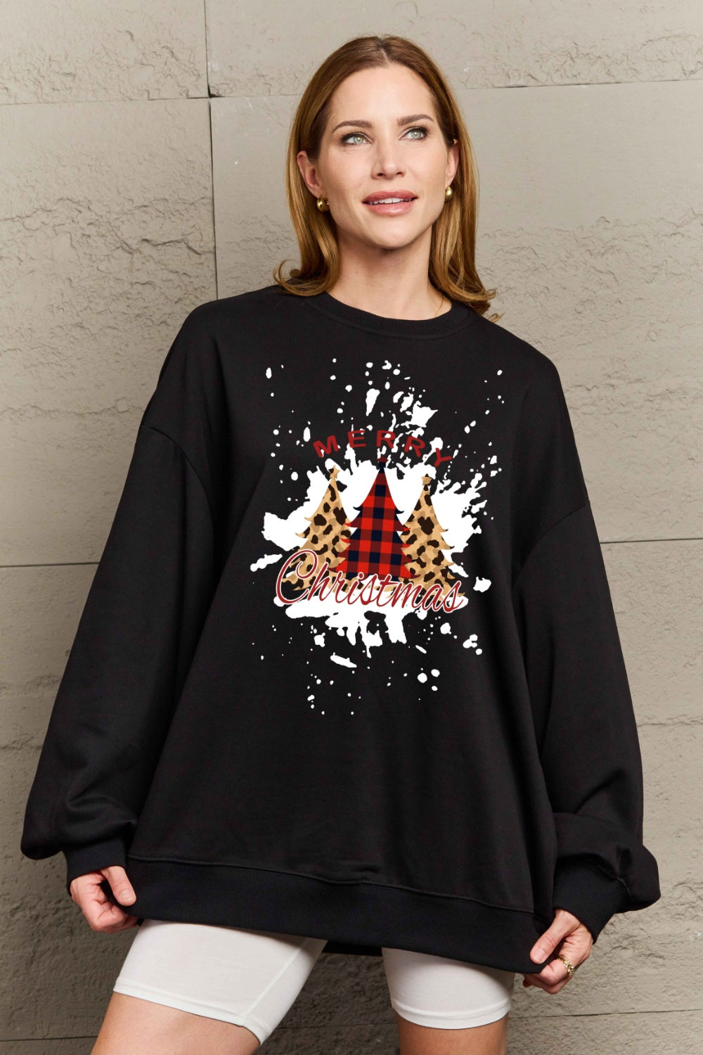 Simply Love Full Size MERRY CHRISTMAS Graphic Sweatshirt (3 Colors) Shirts & Tops Krazy Heart Designs Boutique