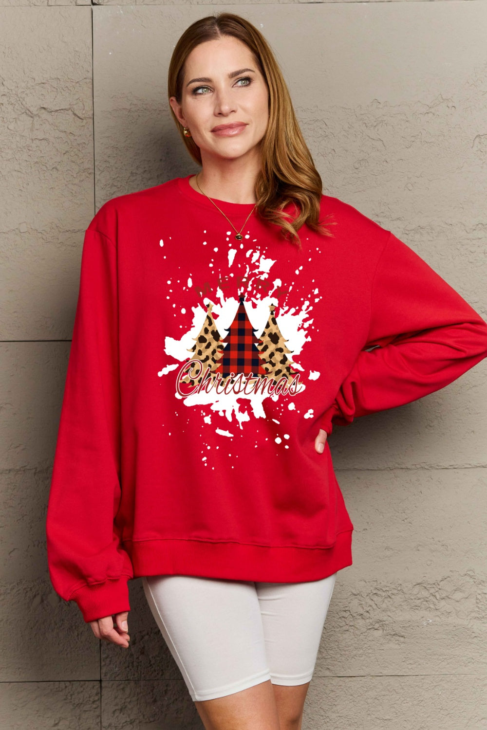Simply Love Full Size MERRY CHRISTMAS Graphic Sweatshirt (3 Colors) Shirts & Tops Krazy Heart Designs Boutique