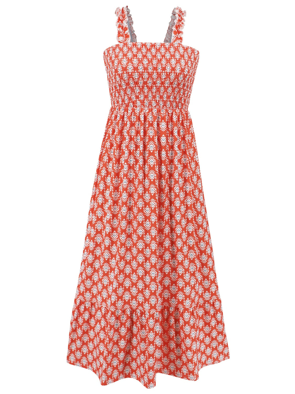 Smocked Printed Square Neck Sleeveless Cami Dress (7 Colors) Dress Krazy Heart Designs Boutique