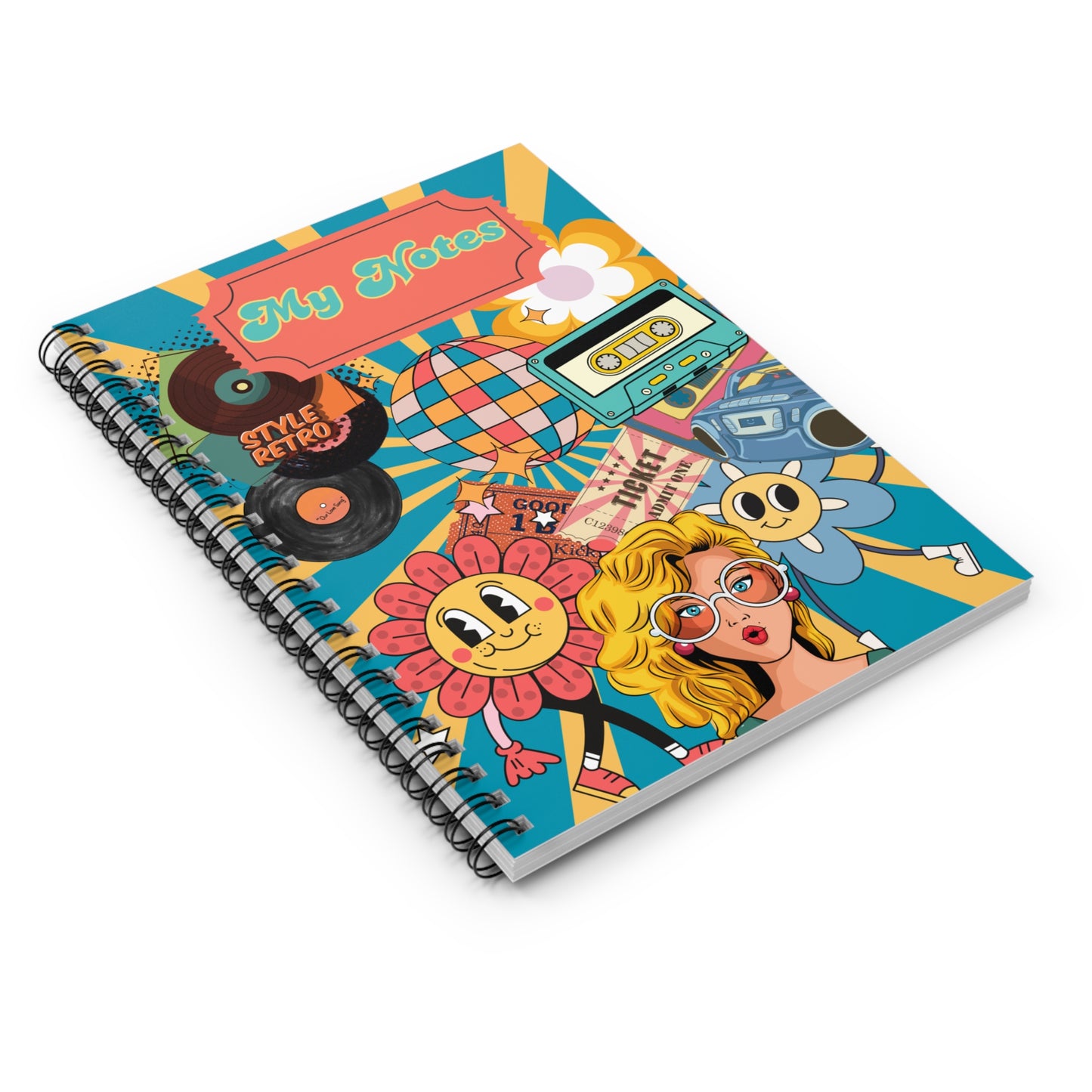 My Notes Retro Style Spiral Notebook - Ruled Line Paper products Krazy Heart Designs Boutique