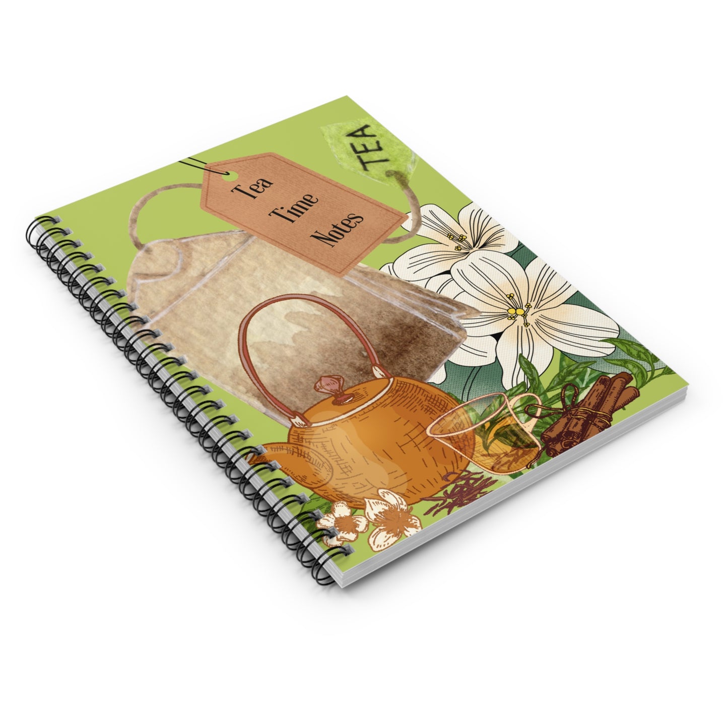 Tea Time Notes Spiral Notebook - Ruled Line Notebook Krazy Heart Designs Boutique