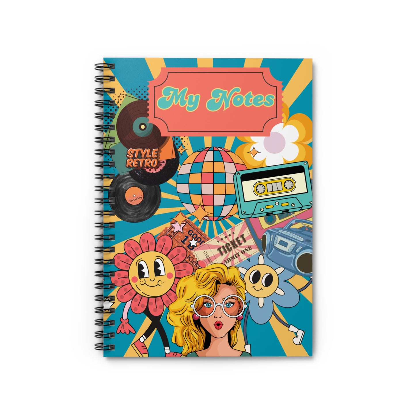 My Notes Retro Style Spiral Notebook - Ruled Line Paper products Krazy Heart Designs Boutique