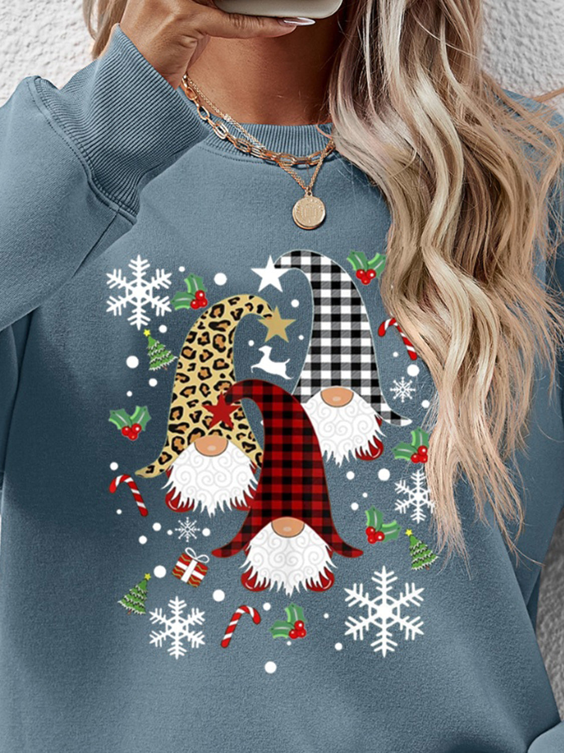 Faceless Gnomes Graphic Drop Shoulder Sweatshirt (9 Colors) Shirts & Tops Krazy Heart Designs Boutique