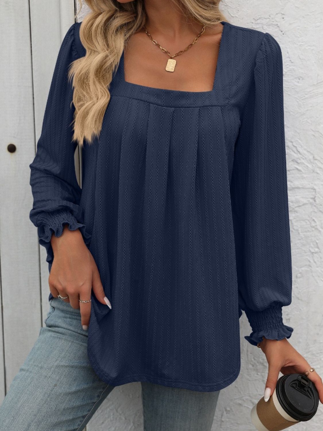 Mandy Square Neck Lantern Sleeve Top (7 Colors) Shirts & Tops Krazy Heart Designs Boutique