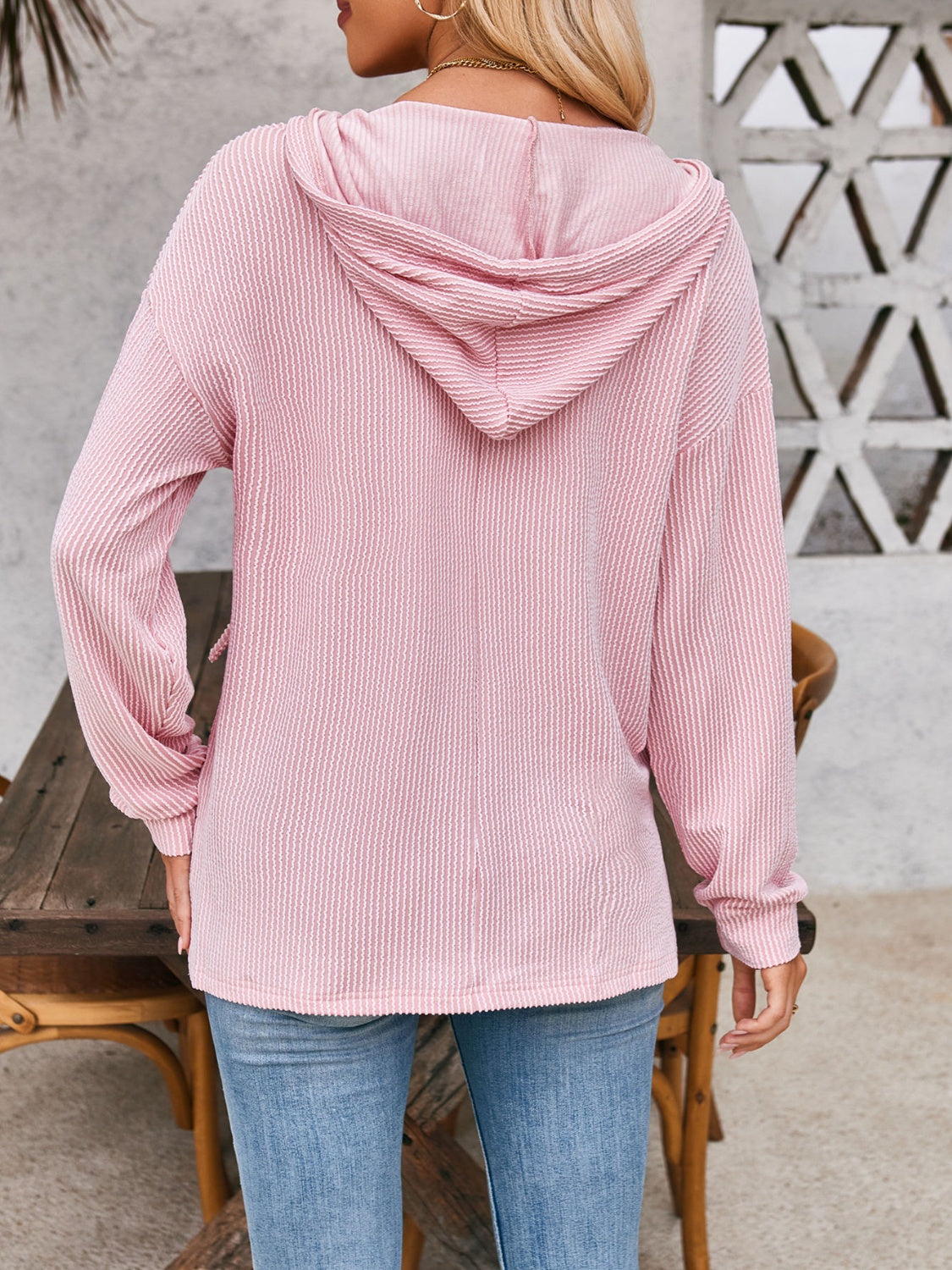 Double Take Drawstring Dropped Shoulder Long Sleeve Hoodie (5 Colors) Shirts & Tops Krazy Heart Designs Boutique