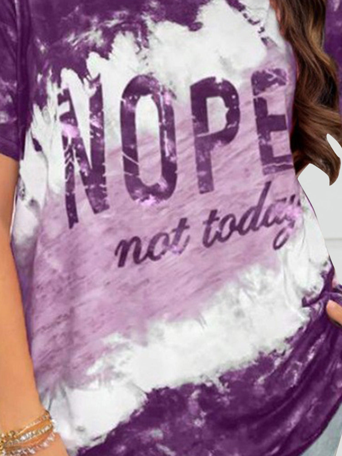 NOPE NOT TODAY Round Neck Short Sleeve T-Shirt Shirts & Tops Krazy Heart Designs Boutique