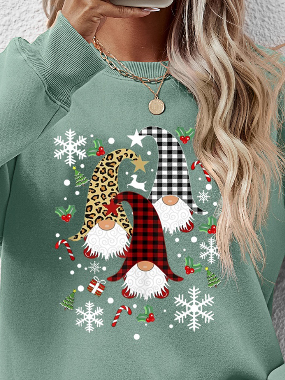 Faceless Gnomes Graphic Drop Shoulder Sweatshirt (9 Colors) Shirts & Tops Krazy Heart Designs Boutique