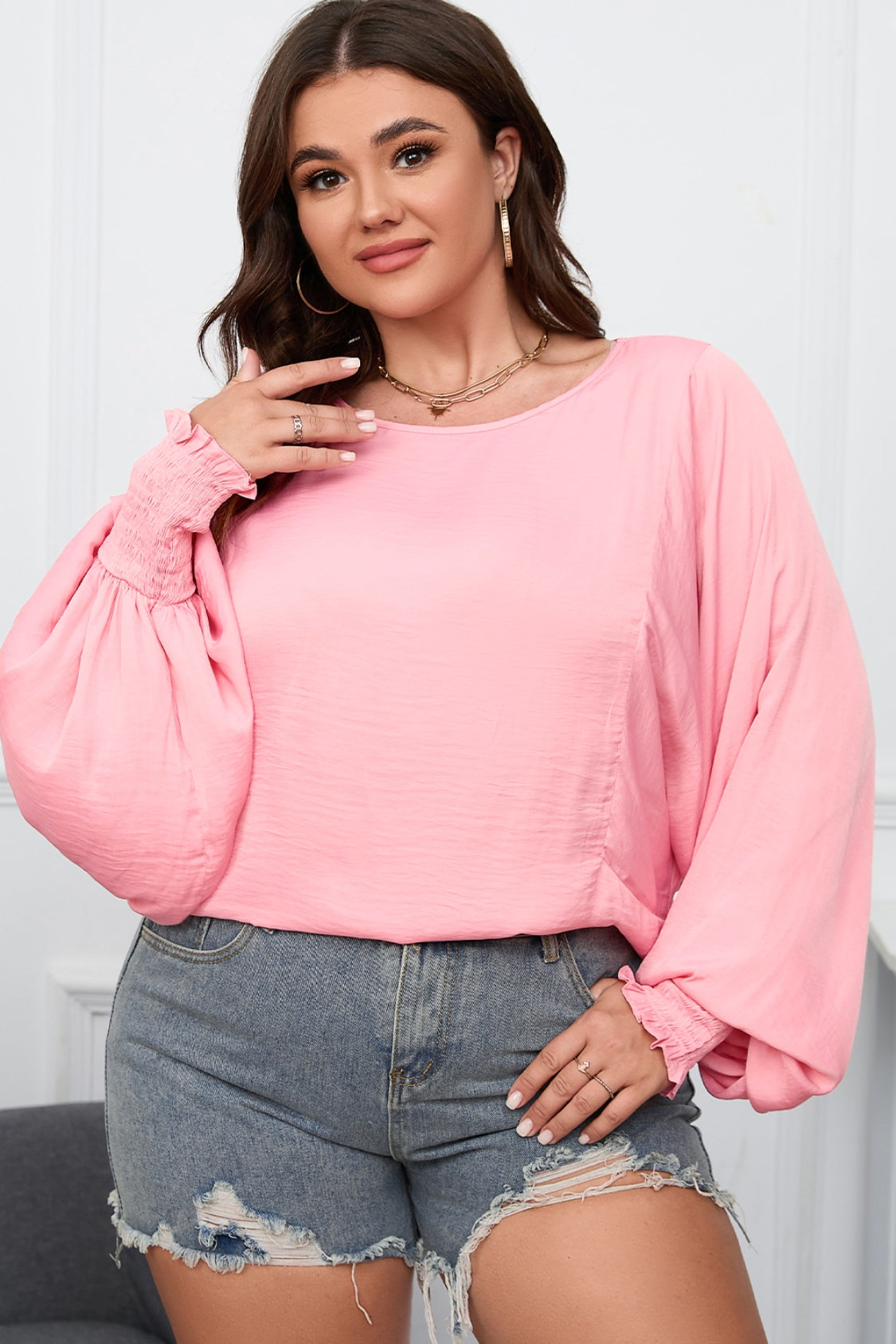 Plus Size Lantern Sleeve Dropped Shoulder Blouse Shirts & Tops Krazy Heart Designs Boutique
