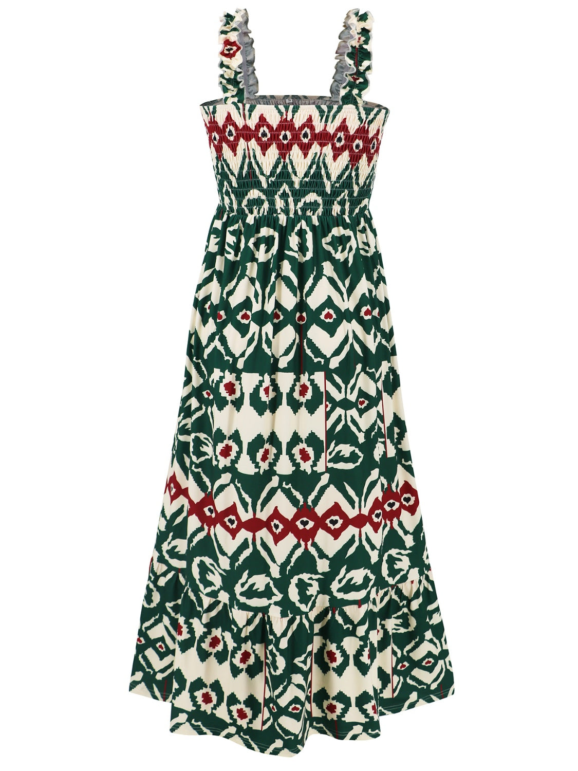 Smocked Printed Square Neck Sleeveless Cami Dress (7 Colors) Dress Krazy Heart Designs Boutique