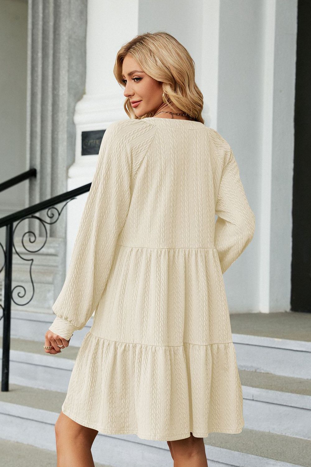 Notched Neck Long Sleeve Mini Dress (6 Colors) Dress Krazy Heart Designs Boutique