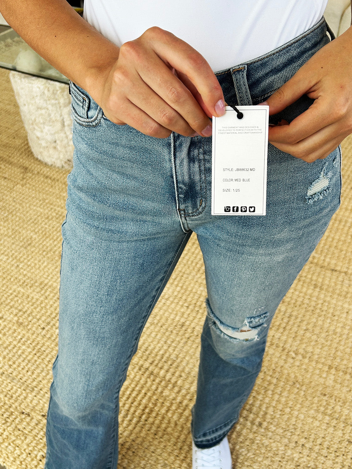 Judy Blue Full Size Mid Rise Destroyed Hem Distressed Jeans pant Krazy Heart Designs Boutique