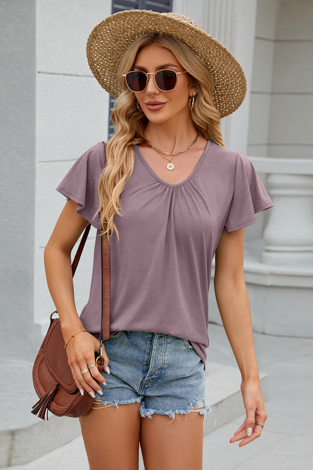 V-Neck Short Sleeve Top (8 Colors) Shirts & Tops Krazy Heart Designs Boutique