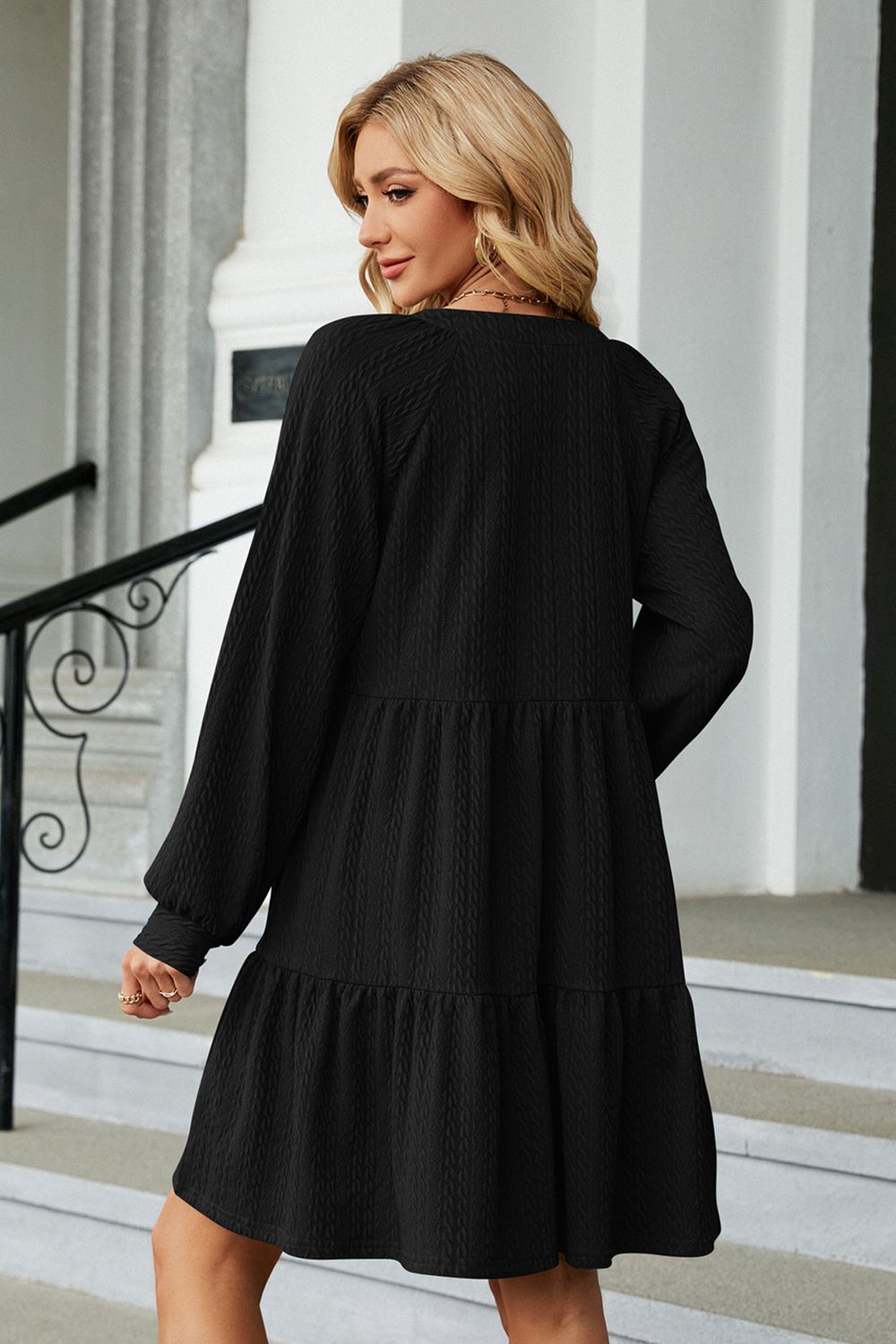 Notched Neck Long Sleeve Mini Dress (6 Colors) Dress Krazy Heart Designs Boutique