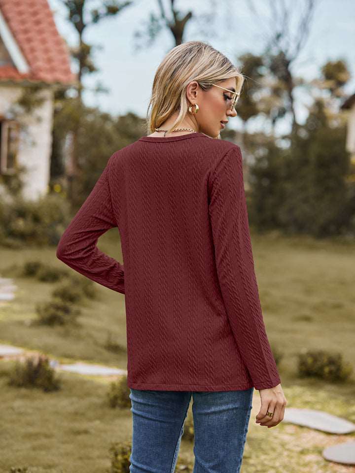 Decorative Button Slit Long Sleeve Top (6 Colors) Krazy Heart Designs Boutique