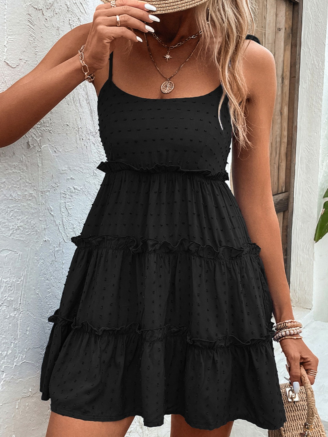 Frill Spaghetti Strap Tiered Dress (9 Colors) Dress Krazy Heart Designs Boutique