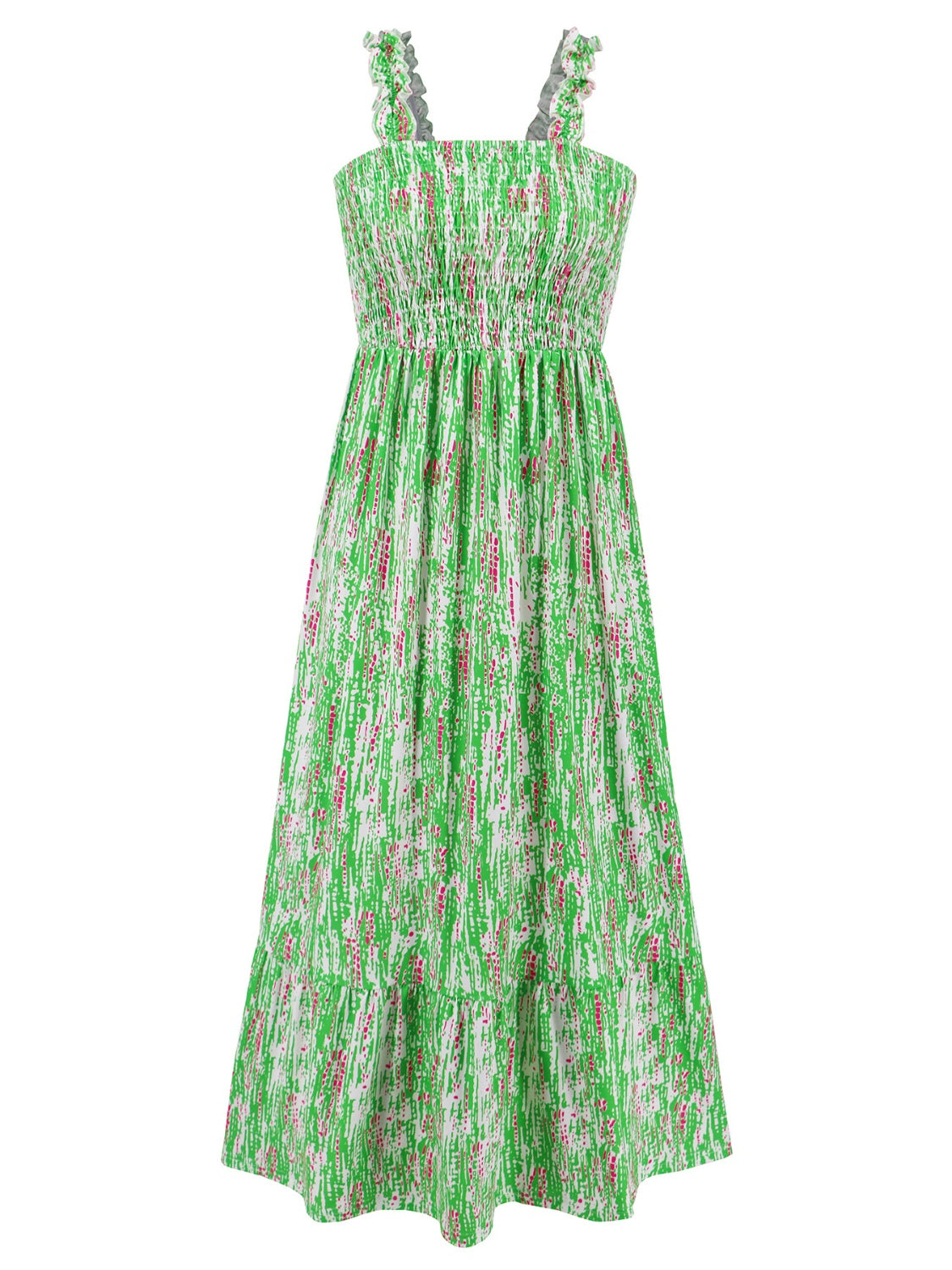 Smocked Printed Square Neck Sleeveless Cami Dress (7 Colors) Dress Krazy Heart Designs Boutique
