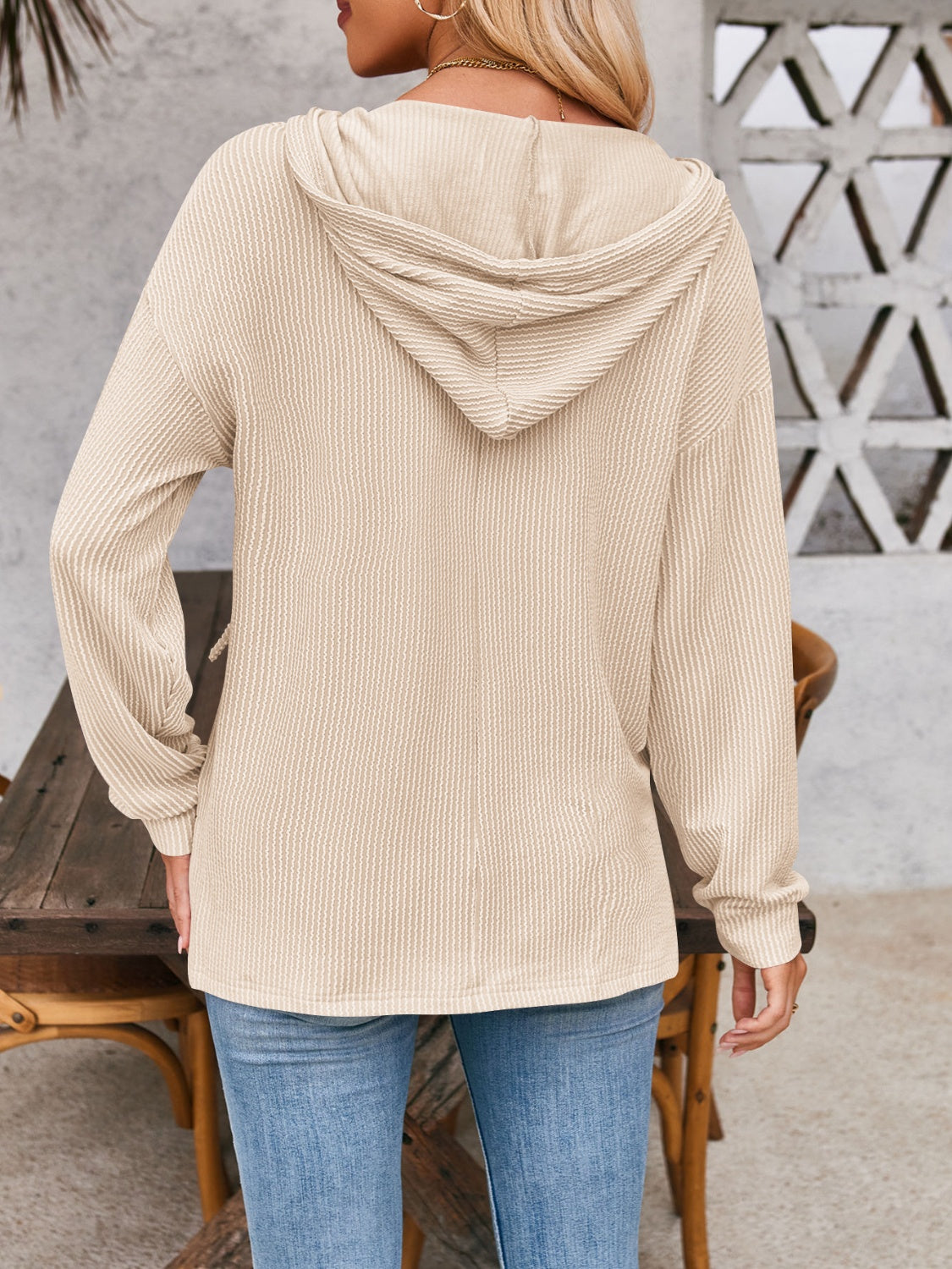 Double Take Drawstring Dropped Shoulder Long Sleeve Hoodie (5 Colors) Shirts & Tops Krazy Heart Designs Boutique