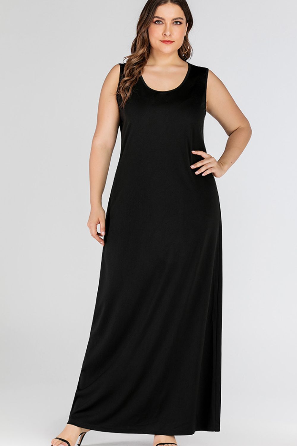 Plus Size Scoop Neck Maxi Tank Dress (3 Colors) dress Krazy Heart Designs Boutique Black L