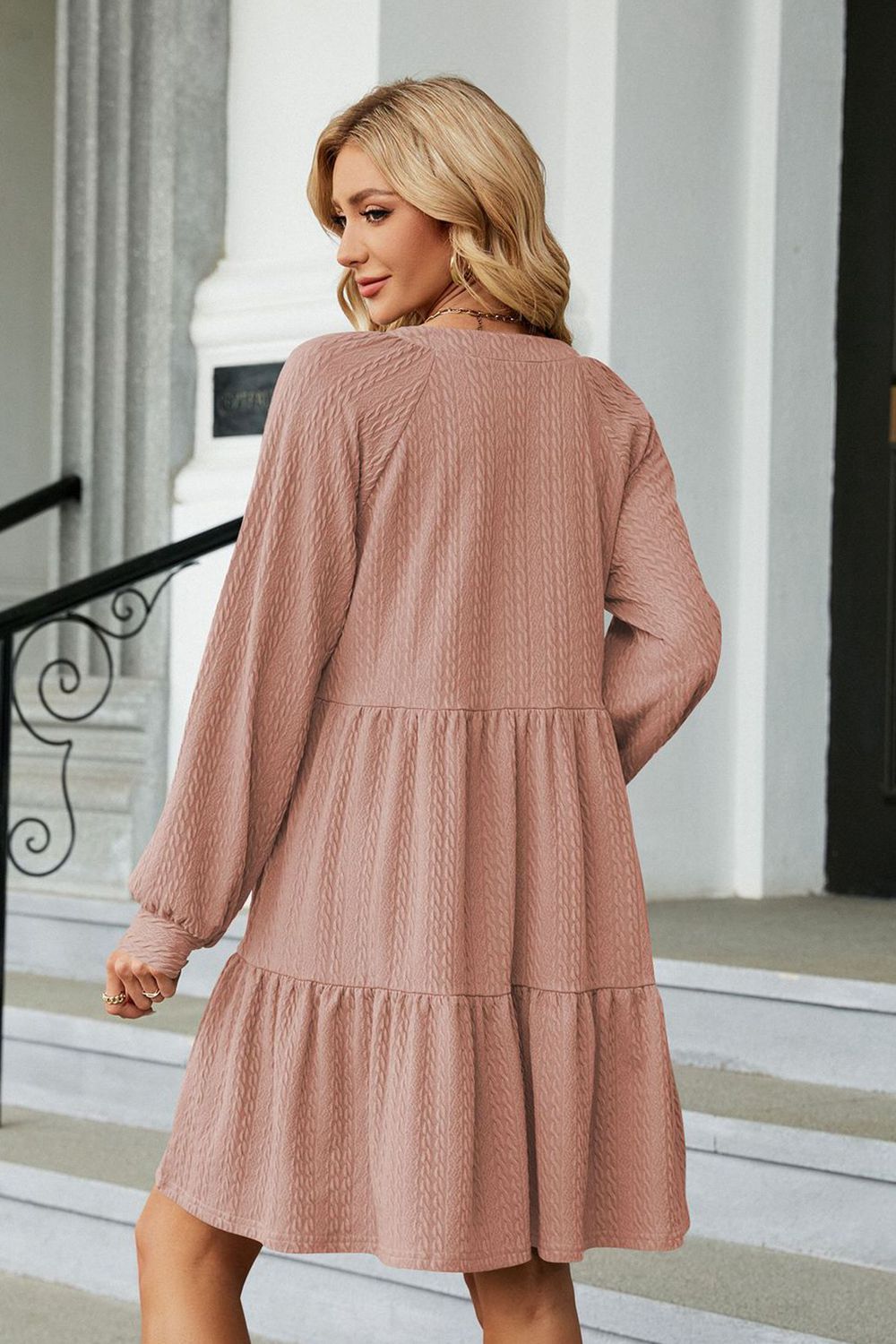 Notched Neck Long Sleeve Mini Dress (6 Colors) Dress Krazy Heart Designs Boutique