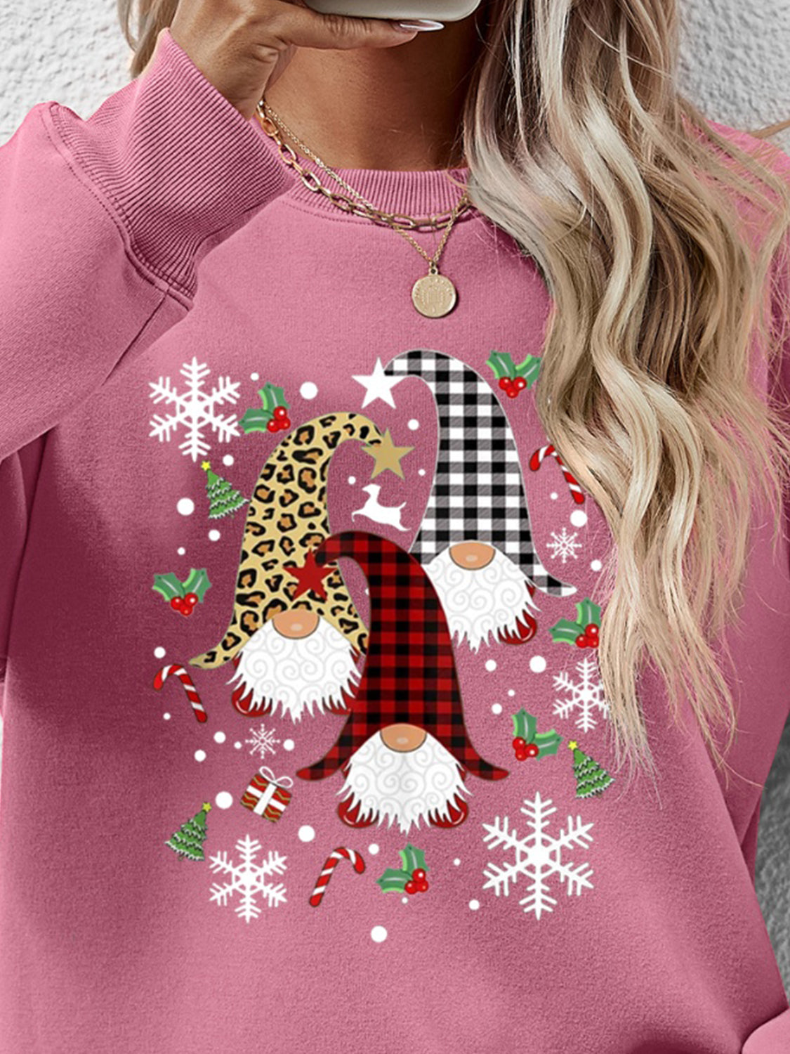Faceless Gnomes Graphic Drop Shoulder Sweatshirt (9 Colors) Shirts & Tops Krazy Heart Designs Boutique