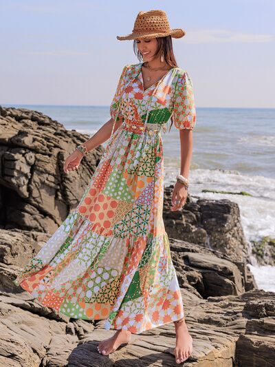 Boho Patchwork Printed Maxi Dress Dress Krazy Heart Designs Boutique