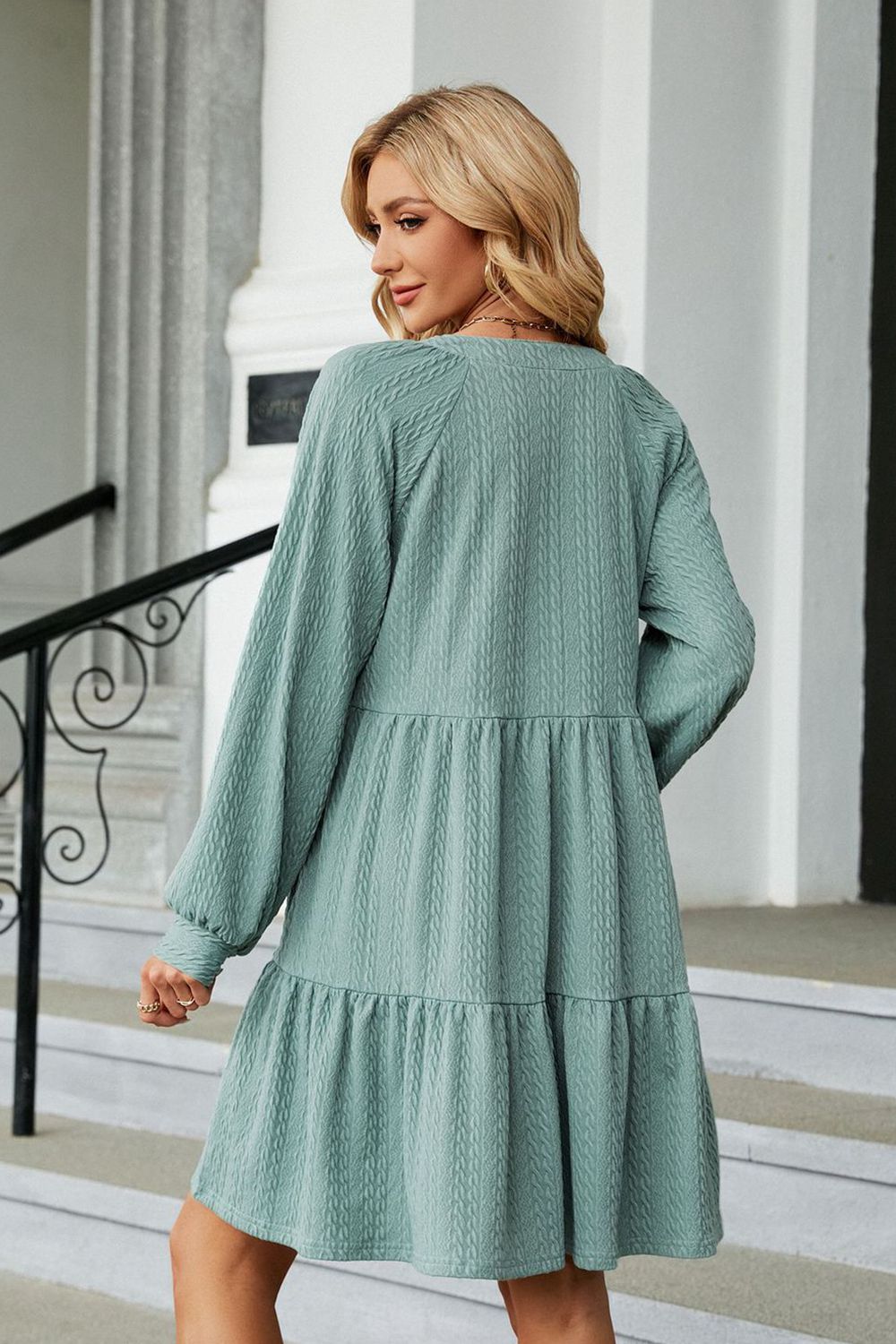 Notched Neck Long Sleeve Mini Dress (6 Colors) Dress Krazy Heart Designs Boutique