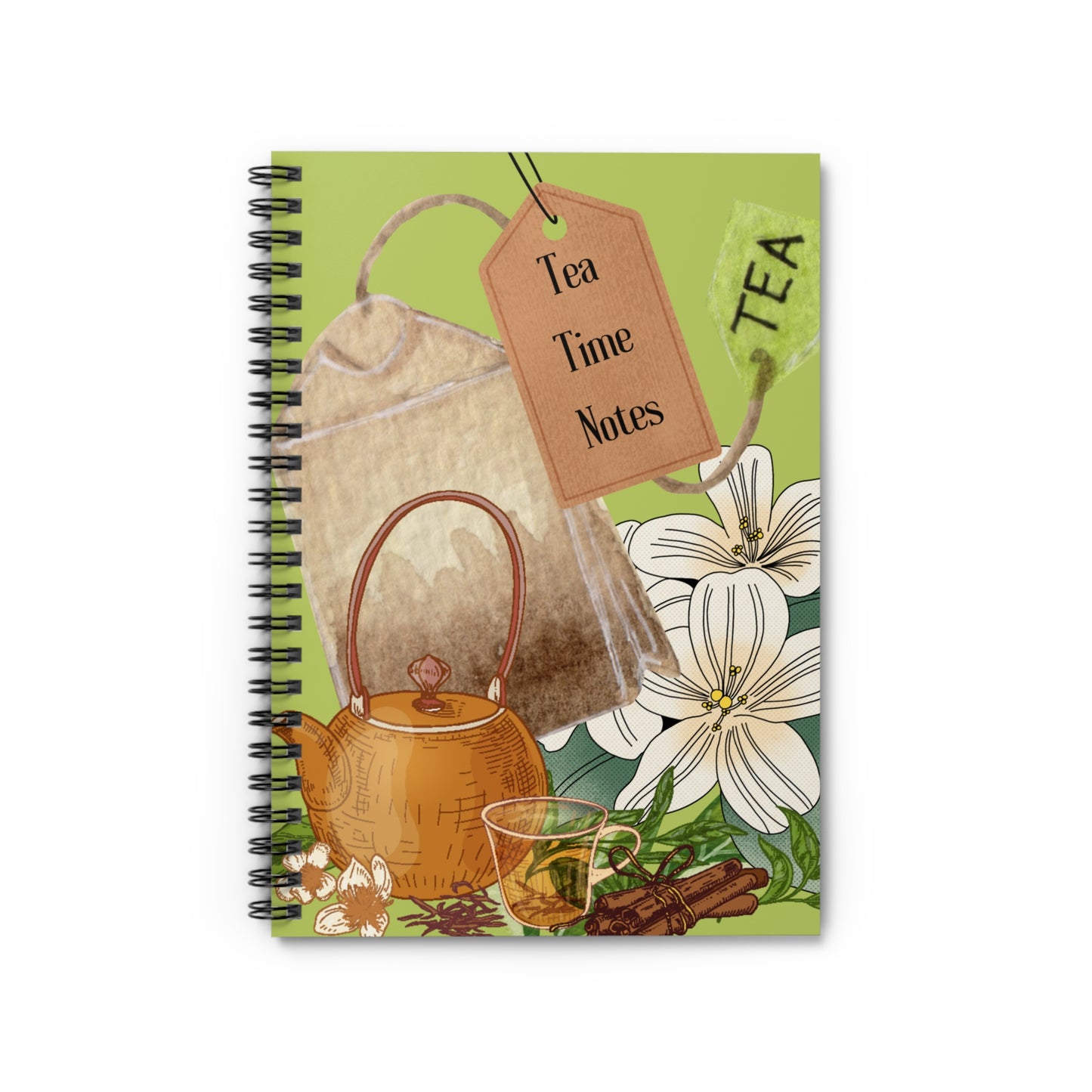 Tea Time Notes Spiral Notebook - Ruled Line Notebook Krazy Heart Designs Boutique