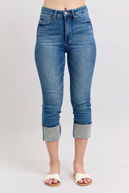 Judy Blue Full Size Skinny Cuff Capris Jeans with Pockets Plus Size jeans Krazy Heart Designs Boutique Medium 14W