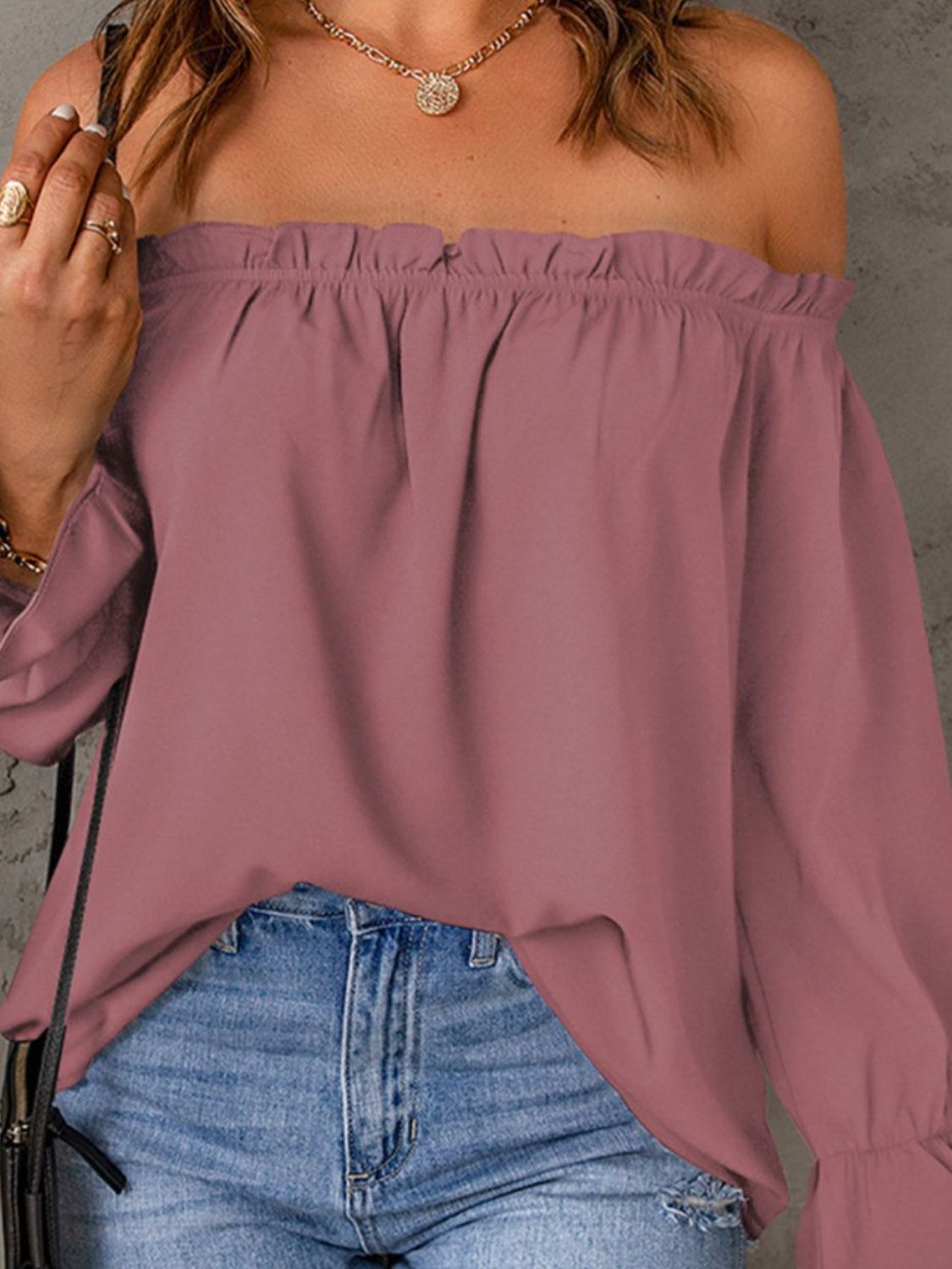 Off-Shoulder Flounce Sleeve Blouse (4 Colors) Shirts & Tops Krazy Heart Designs Boutique