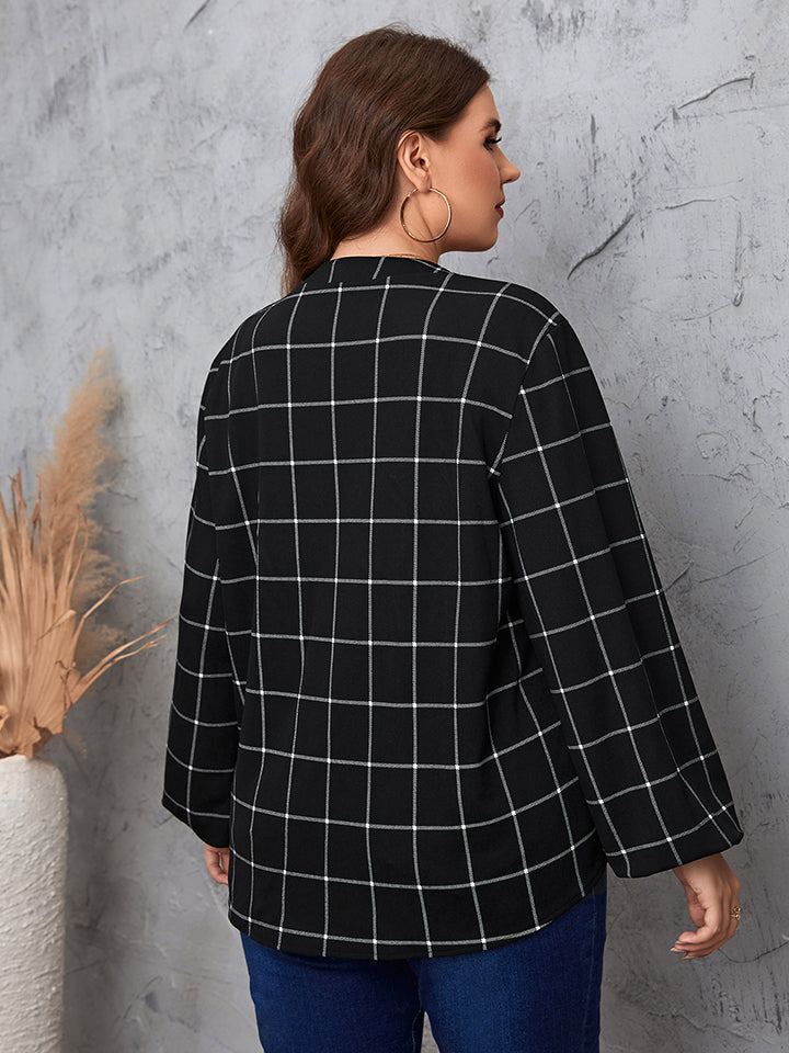 Honey Plus Size Notched Neck Long Sleeve Blouse Shirts & Tops Krazy Heart Designs Boutique