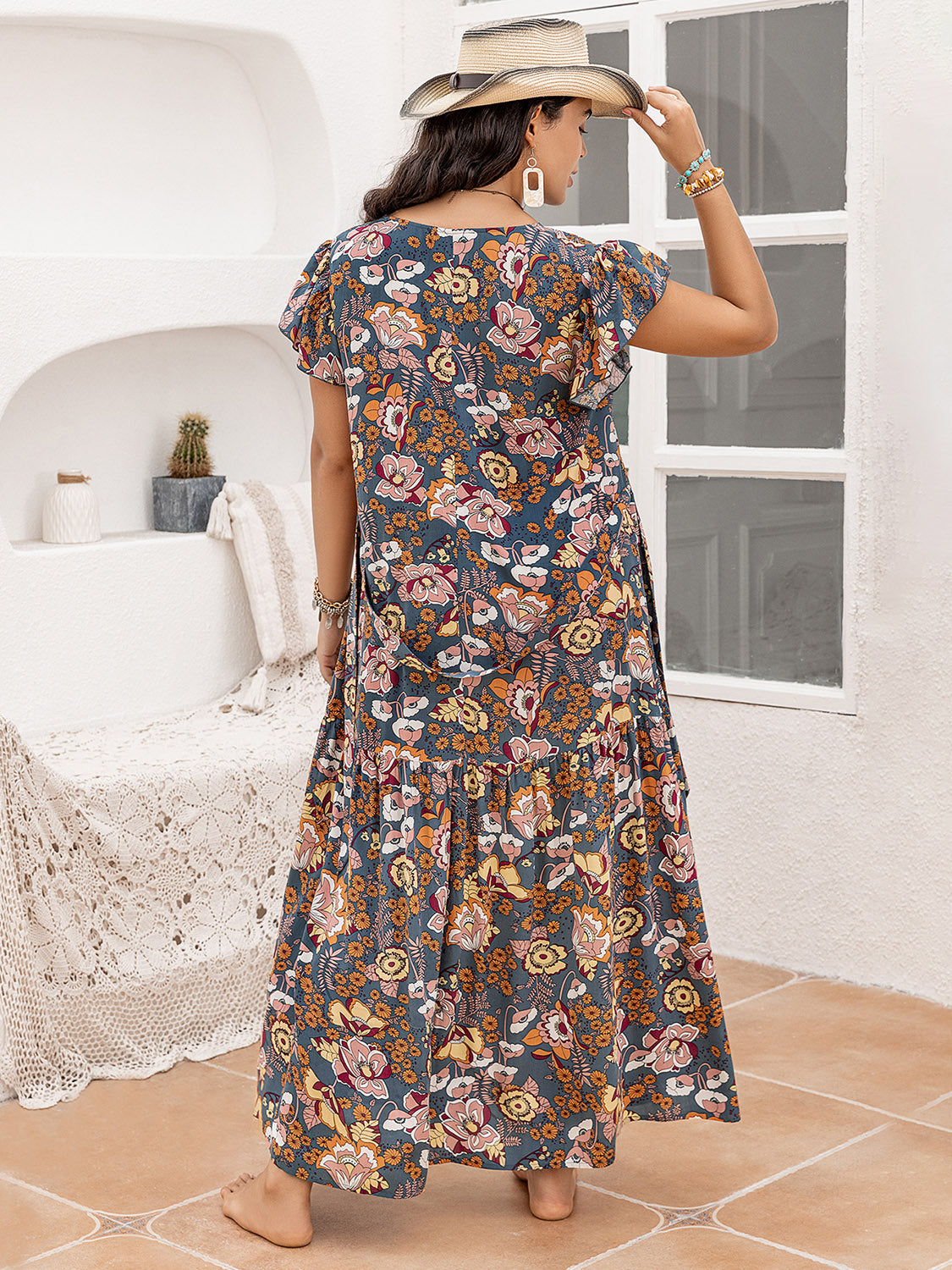 Plus Size Ruffled Printed Cap Sleeve Dress (2 Prints) Dress Krazy Heart Designs Boutique