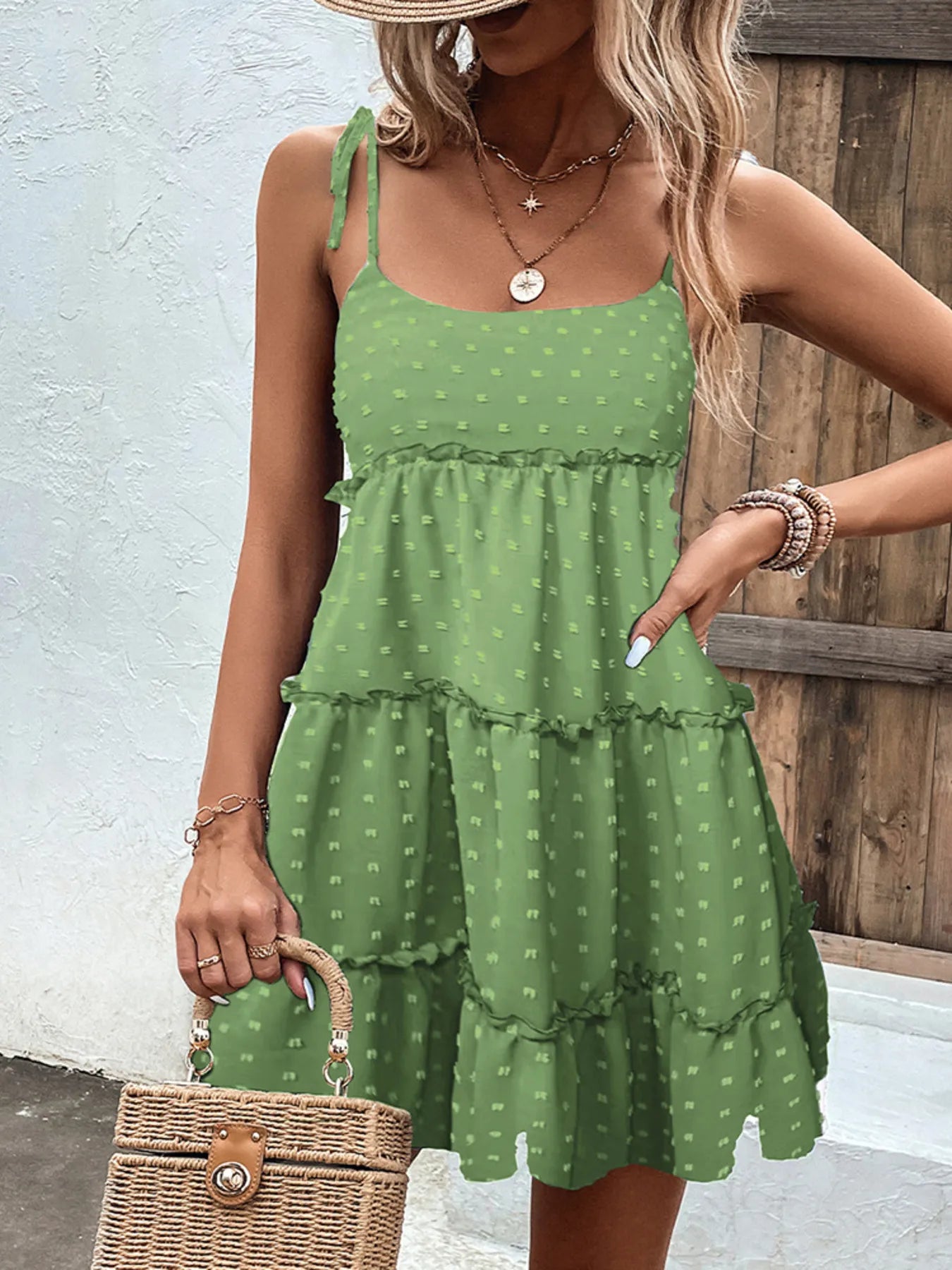Frill Tiered Swiss Dot Cami Dress (6 Colors) Dress Krazy Heart Designs Boutique