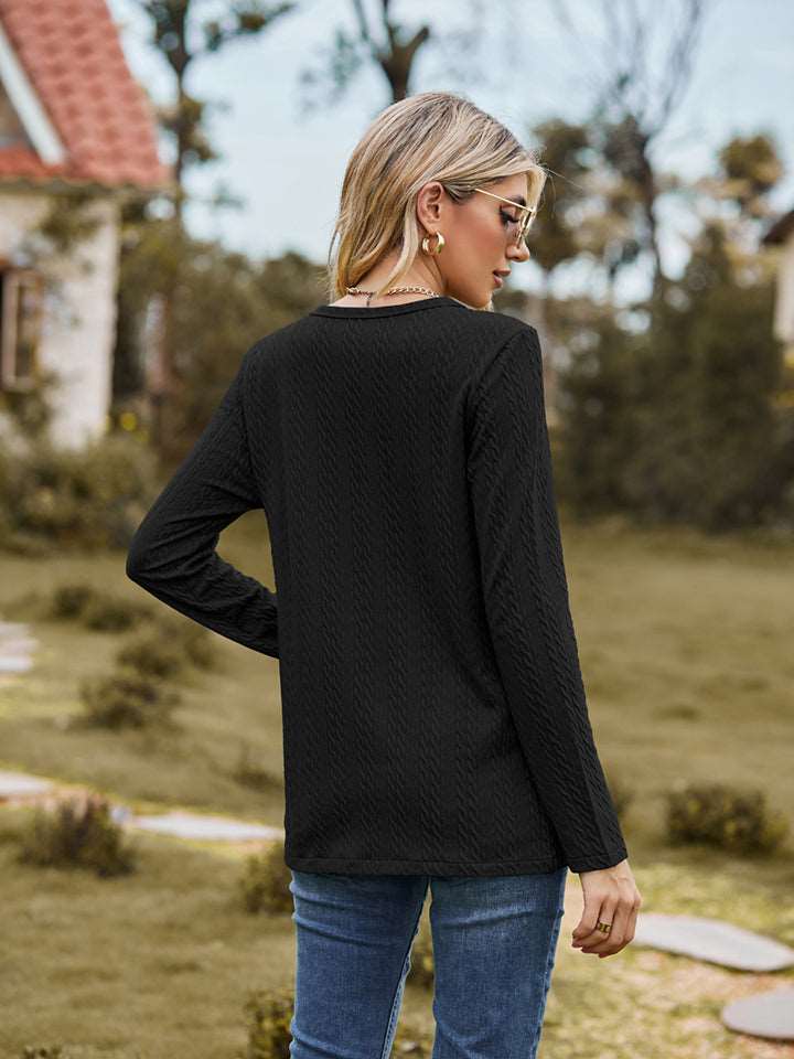 Decorative Button Slit Long Sleeve Top (6 Colors) Krazy Heart Designs Boutique