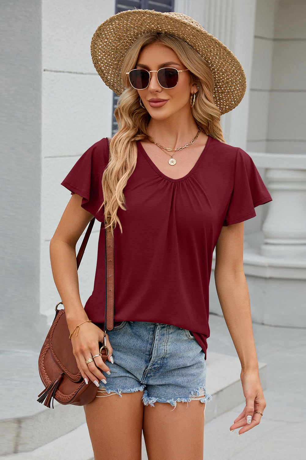 V-Neck Short Sleeve Top (8 Colors) Shirts & Tops Krazy Heart Designs Boutique