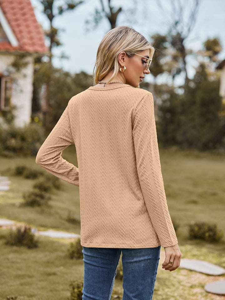 Decorative Button Slit Long Sleeve Top (6 Colors) Krazy Heart Designs Boutique