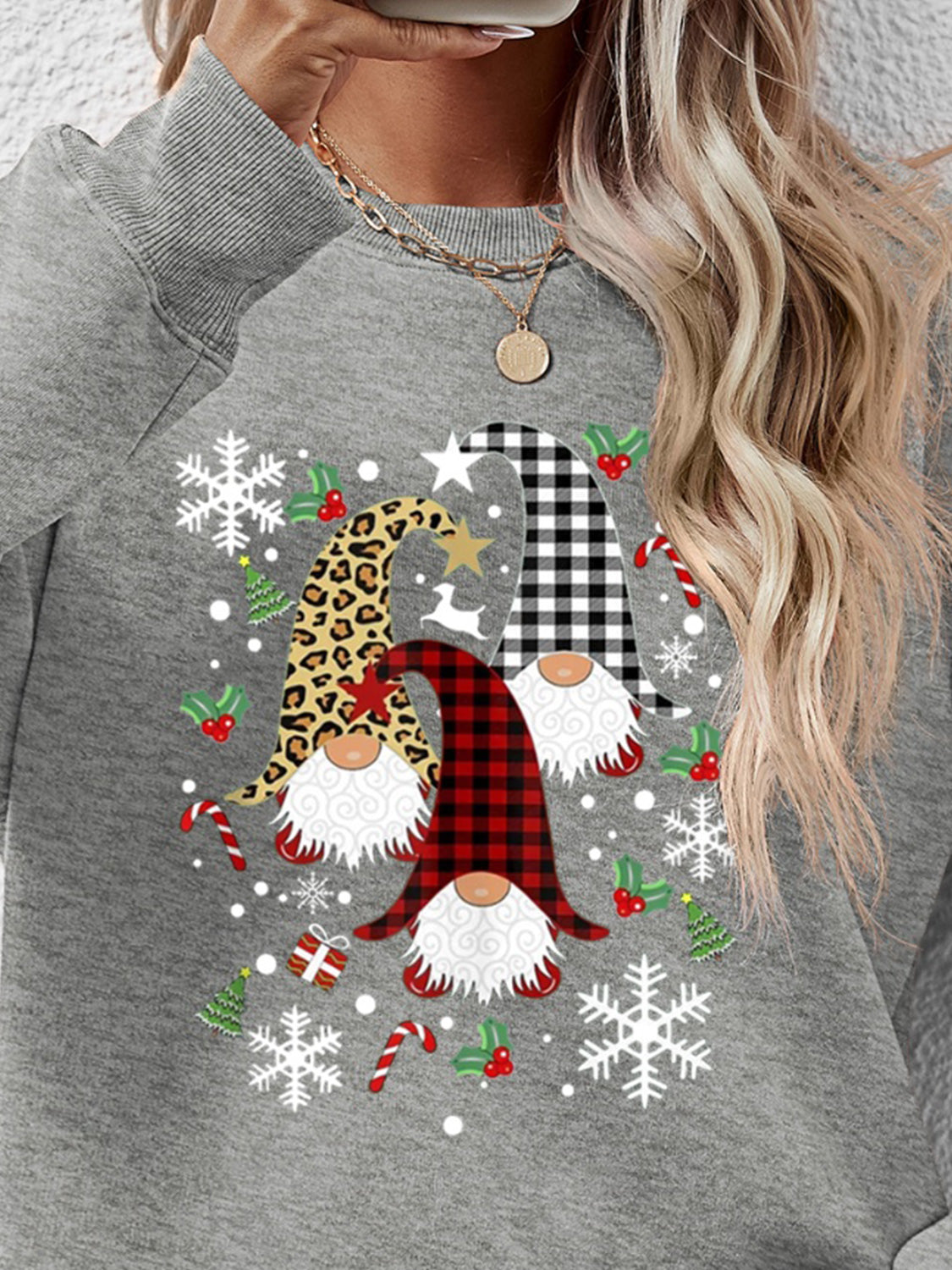 Faceless Gnomes Graphic Drop Shoulder Sweatshirt (9 Colors) Shirts & Tops Krazy Heart Designs Boutique
