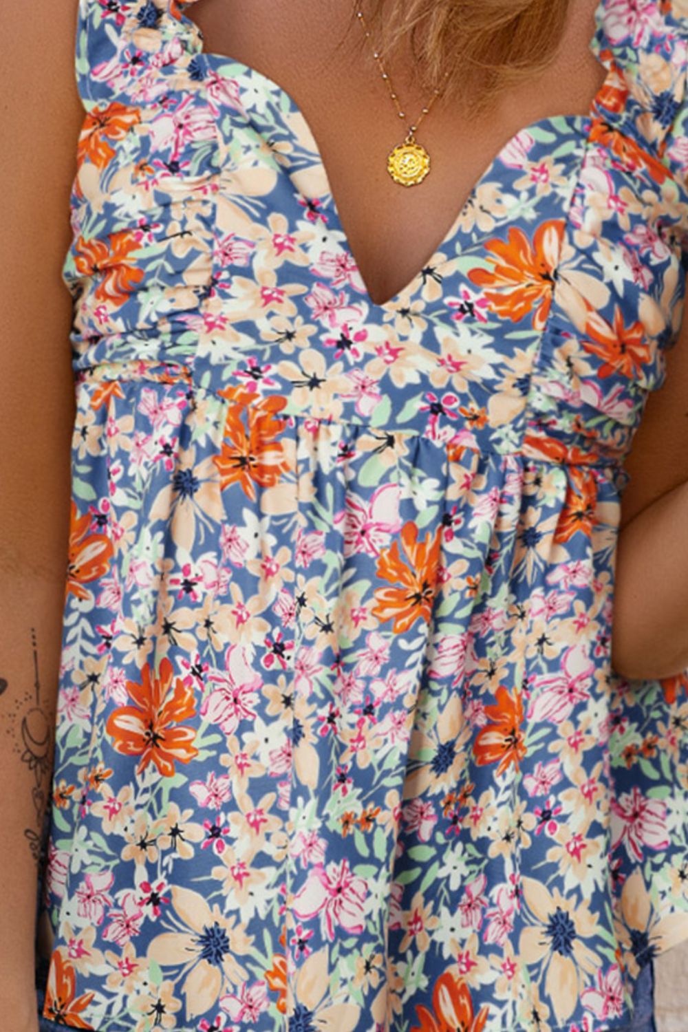 Floral Smocked Cap Sleeve Top Shirts & Tops Krazy Heart Designs Boutique