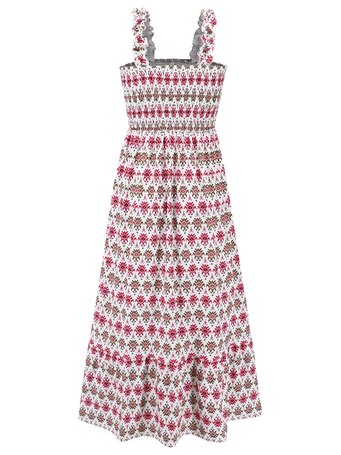 Smocked Printed Square Neck Sleeveless Cami Dress (7 Colors) Dress Krazy Heart Designs Boutique
