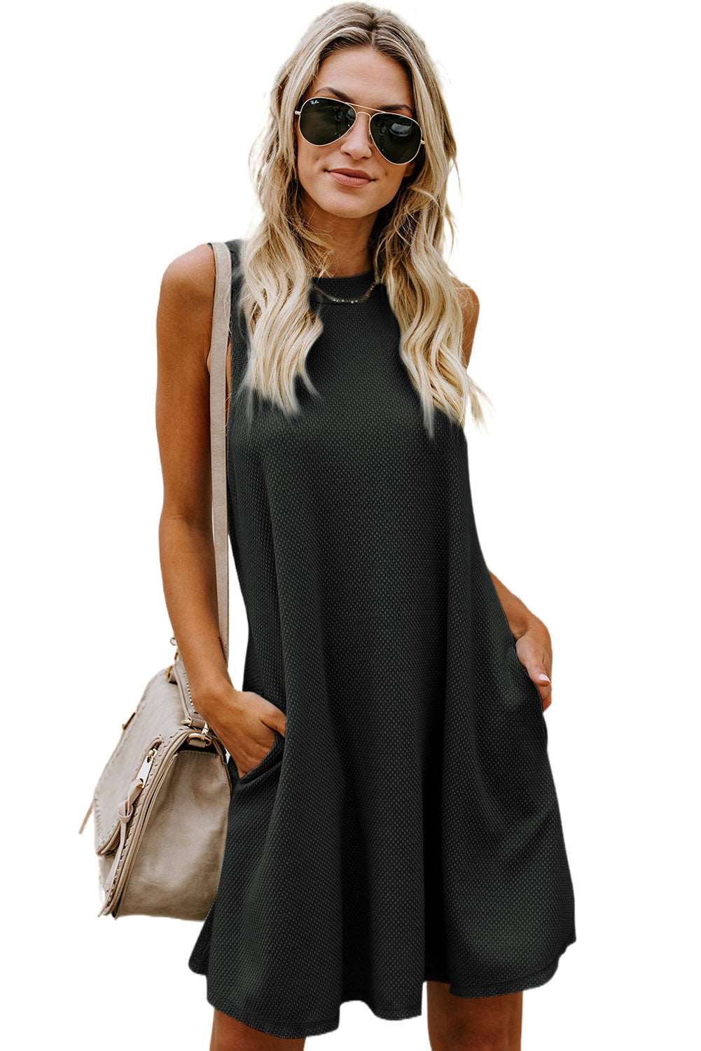 Crisscross Open Back Sleeveless Dress with Pockets (3 Colors) Krazy Heart Designs Boutique