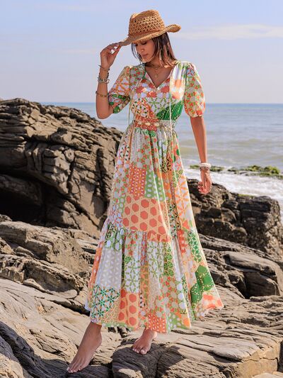 Boho Patchwork Printed Maxi Dress Dress Krazy Heart Designs Boutique