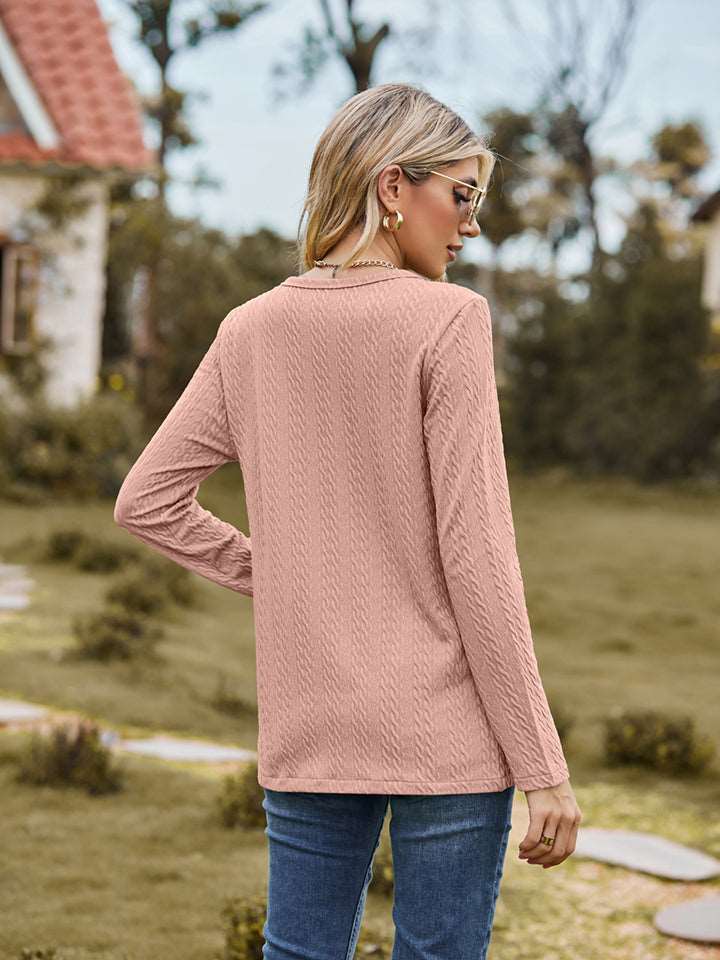 Decorative Button Slit Long Sleeve Top (6 Colors) Krazy Heart Designs Boutique