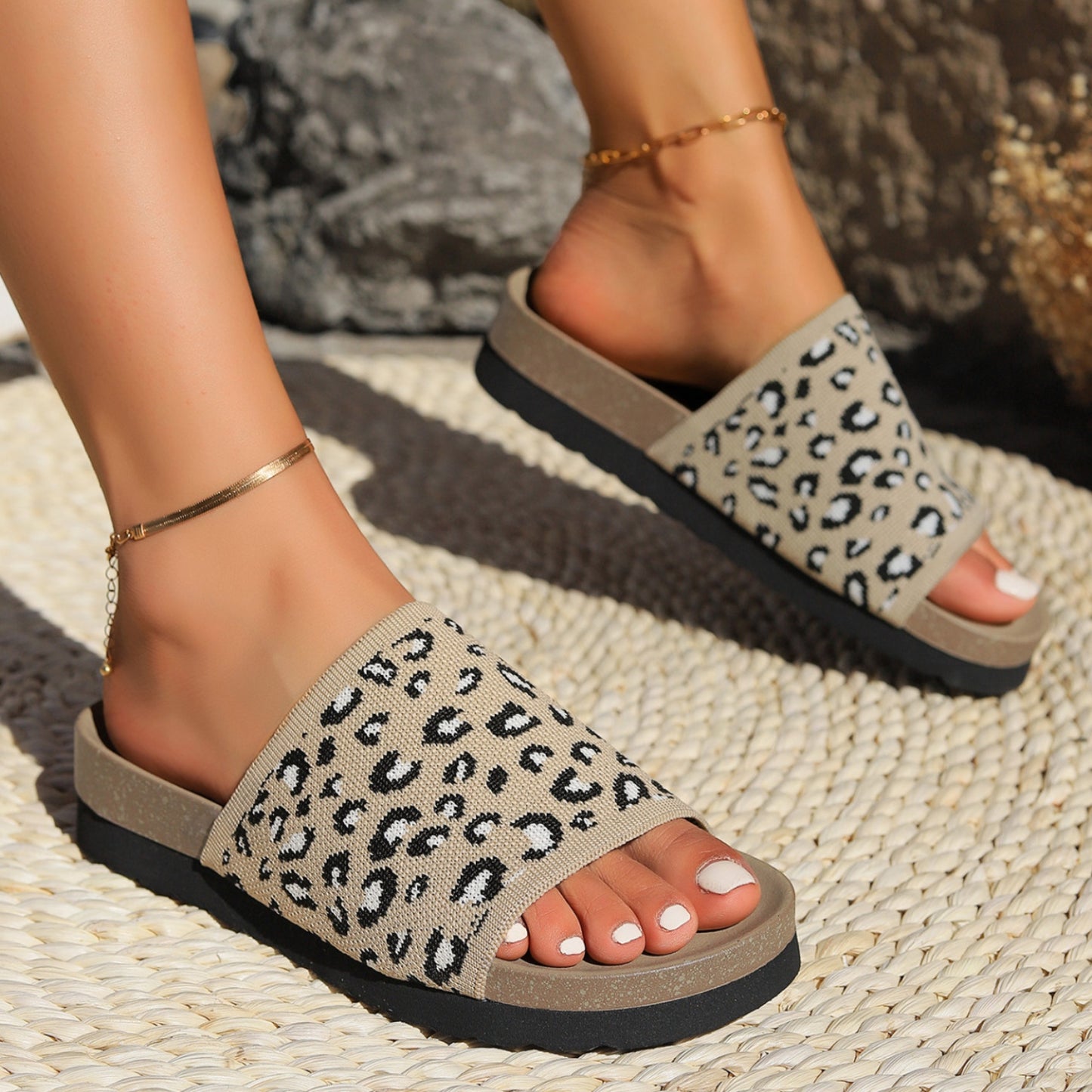 Leopard Print Open Toe Sandals (3 Colors) shoes Krazy Heart Designs Boutique