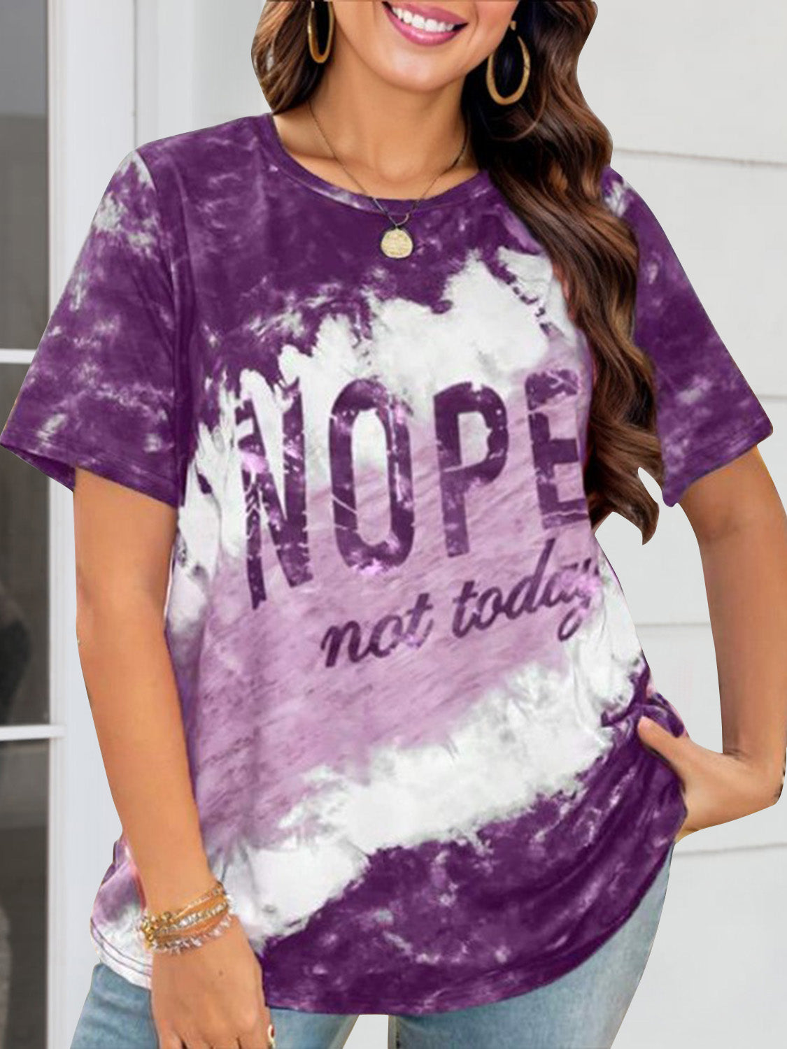 NOPE NOT TODAY Round Neck Short Sleeve T-Shirt Shirts & Tops Krazy Heart Designs Boutique Fuchsia S