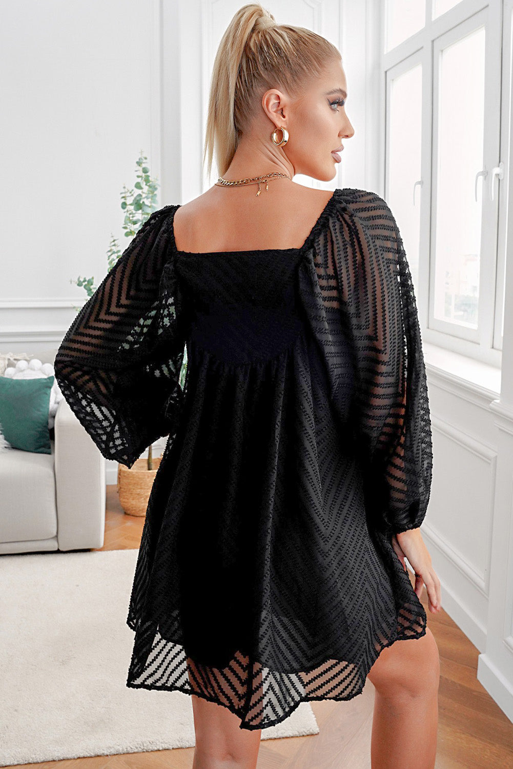 Textured Square Neck Mini Dress (6 Colors) Dress Krazy Heart Designs Boutique