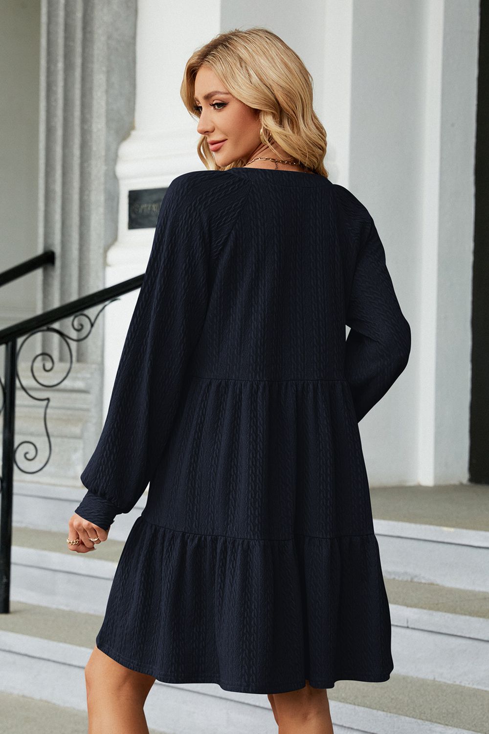 Notched Neck Long Sleeve Mini Dress (6 Colors) Dress Krazy Heart Designs Boutique