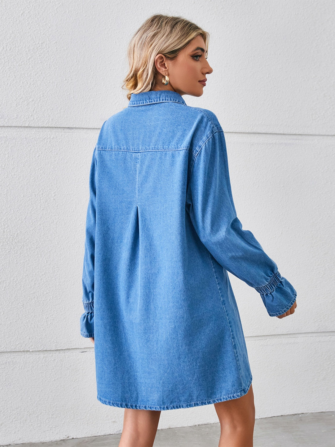 Pocketed Dropped Shoulder Mini Denim Dress (2 Colors) Dress Krazy Heart Designs Boutique